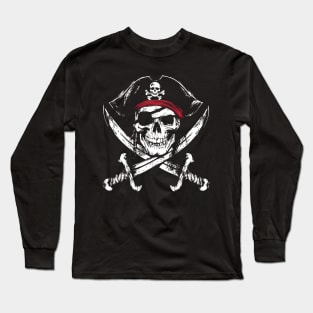 Pirate Calico Jack Sword Flag Jolly Roger Graphic Long Sleeve T-Shirt